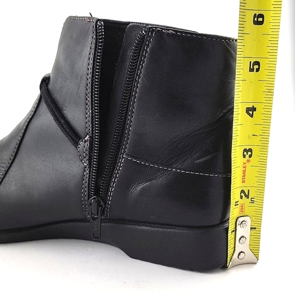 Josef Seibel Black Leather Ankle Boots White Stitching Square Toe & Heel Size 39 - Picture 15 of 16